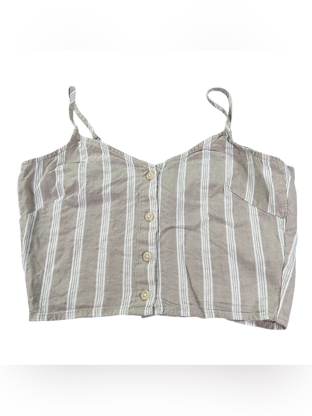Weekend Los Angeles Linen Blend Crop Top Women’s XS Striped Smocked Back Cami